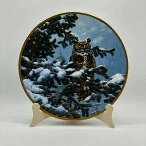 Vtg Spode Hamilton Noble Owls of America Winter Vigil Seerey-Lester Plate 1986